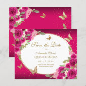 Papier BUDGET Floral Rose or papillon Quinceanera (Devant / Derrière)