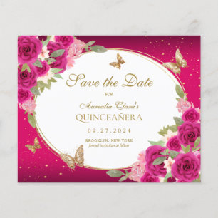 Papier BUDGET Floral Rose or papillon Quinceanera