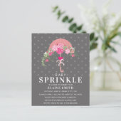 Papier Budget Floral rose parapluie Baby shower Invitatio (Debout devant)