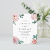 Papier Budget Floral Rose Pink Peonies Faire-part de mari (Debout devant)