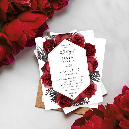 Papier Budget Floral rouge et Mariage noir