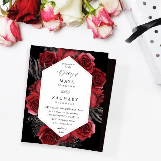 Papier Budget Floral rouge et Mariage noir - Noir