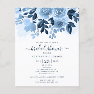 Papier Budget Floral Script Marine Fête des mariées