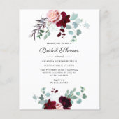 Papier Budget Floral Script nuptiale invitation douche (Devant)
