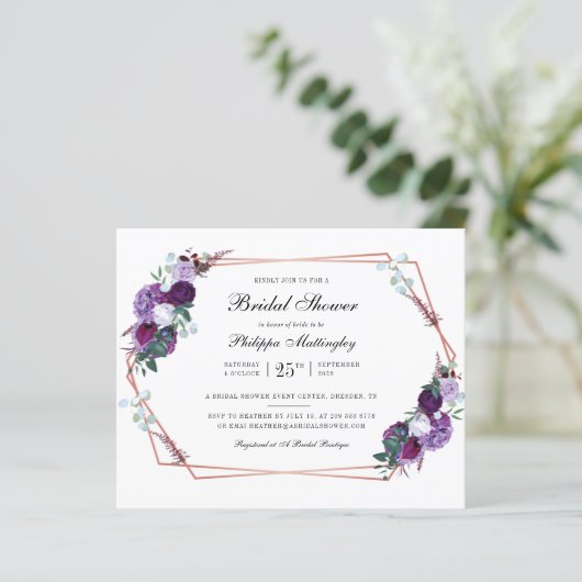 Papier Budget Floral Script nuptiale invitation douche (Debout devant)