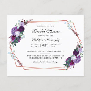 Papier Budget Floral Script nuptiale invitation douche