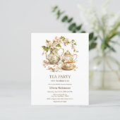 Papier Budget Floral Tea Party Nuptiale Douche Invitation (Debout devant)