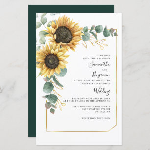 Papier Budget Floral Tournesol Eucalyptus Mariage Invitat