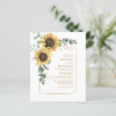 Papier Budget Floral Tournesol Eucalyptus Mariage Invitat (Debout devant)