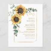 Papier Budget Floral Tournesol Eucalyptus Mariage Invitat (Devant)