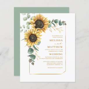 Papier Budget Floral Tournesol Eucalyptus Mariage Invitat