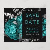 Papier Budget Floral Turquoise Bleu Argent Enregistrer la (Devant)