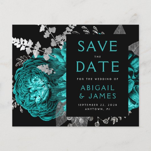 Papier Budget Floral Turquoise Silver QR Code Enregistrer (Devant)
