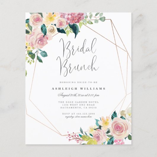 Papier Budget Floral verdure Géométrique Brunch nuptial (Devant)