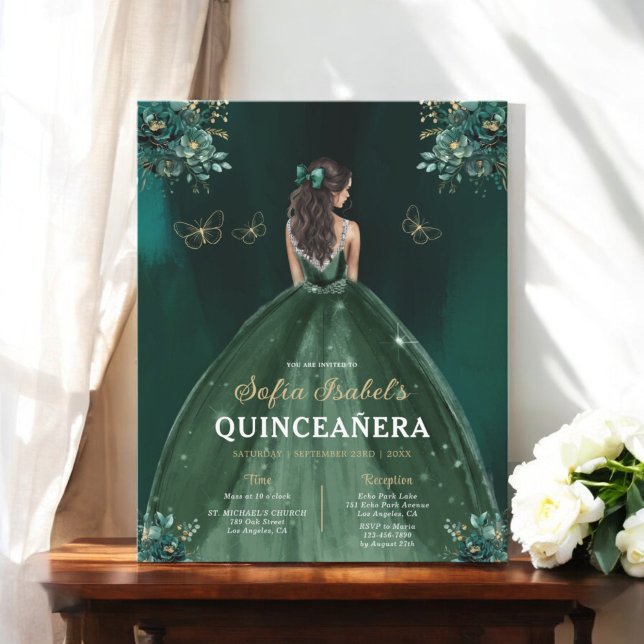 Papier Budget Floral Vert Bilingue Espagnol Quinceanera (Créateur téléchargé)