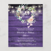Papier Budget Floral Wood 50e anniversaire Invitation pho (Devant)