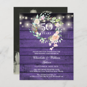 Papier Budget Floral Wood 50e anniversaire Invitation pho