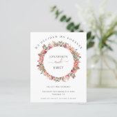 Papier Budget Floral Wreath Wedding Enregistrer la date (Debout devant)