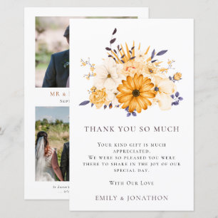 Papier BUDGET Florales Jaunes Mariage 3 photo Merci