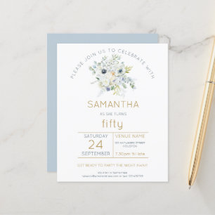 Papier Budget Florals 50e Anniversaire Fête Invitation
