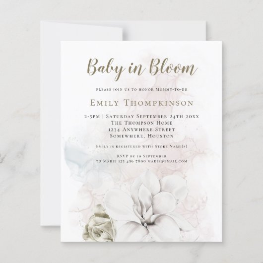 Papier Budget Florals Genre Bébé neutre en fleurs Douche (Devant)