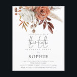 Papier Budget Floraux en terre cuite Invitation de 30ème<br><div class="desc">Il y a deux options de papier à choisir pour cette taille (4, 5 x 5, 6 po) dans la plage Budget. Pour ce produit, je recommanderais le semi-brillant qui est un stock de carte de 110 gsm, semblable en épaisseur à une carte postale. L'option Satin est un papier beaucoup...</div>