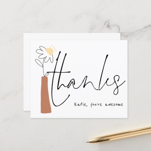 Papier Budget Flower Vase informelle Nom du script Merci (Devant/Arrière en situation)