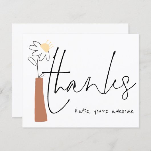 Papier Budget Flower Vase informelle Nom du script Merci (Devant / Derrière)