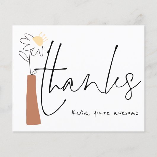 Papier Budget Flower Vase informelle Nom du script Merci (Devant)