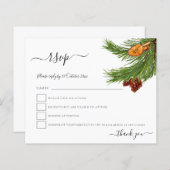 Papier Budget Foliage Cones Orange Noël Mariage RSVP (Devant / Derrière)