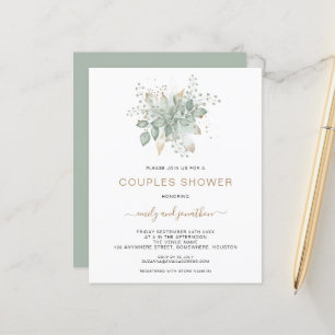 Papier Budget Foliage Gold Sage Couples Douche Invitation