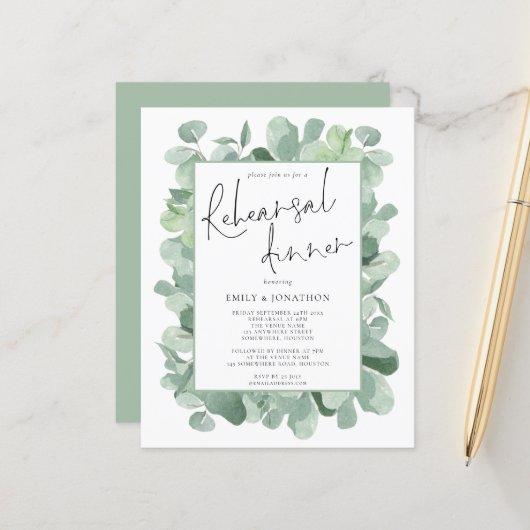 Papier Budget Foliage Mariage Répétition Dîner Invitation (Devant/Arrière en situation)