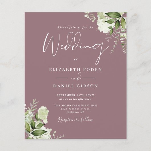 Papier Budget Foliage Mauve Faire-part de mariage photo (Devant)