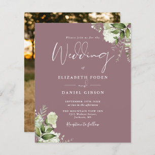 Papier Budget Foliage Mauve Faire-part de mariage photo