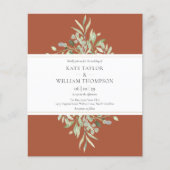 Papier Budget Foliage Terracotta Mariage Photo Invitation (Devant)