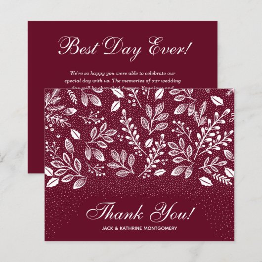 Papier Budget Folift Blanc Script Bourgogne Merci (Devant / Derrière)