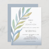 Papier Budget Foliing Faire-part de mariage bleu Verre de (Devant / Derrière)