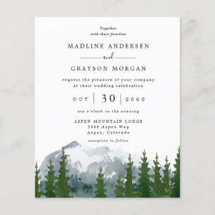 Papier Budget Forest Mountain Faire-part de mariage