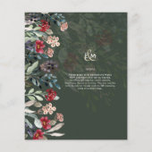 Papier BUDGET Forêt verte Bourgogne bleu Mariage floral (Dos)