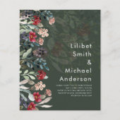 Papier BUDGET Forêt verte Bourgogne bleu Mariage floral (Devant)