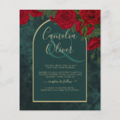 Papier BUDGET ForêtVert ROUGE Roses d'hiver Mariage INVIT (Devant)