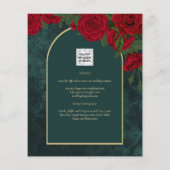 Papier BUDGET ForêtVert ROUGE Roses d'hiver Mariage INVIT (Dos)
