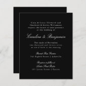 Papier Budget Formal Black Élégant Mariage Invitation (Devant / Derrière)