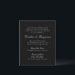 Papier Budget Formal Black Élégant Mariage Invitation<br><div class="desc">Budget Formal Classique Classique Script Élégant Mariage Invitation avec texte blanc sur Arrière - plan noir</div>