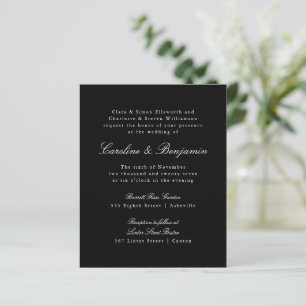 Papier Budget Formal Black Élégant Mariage Invitation