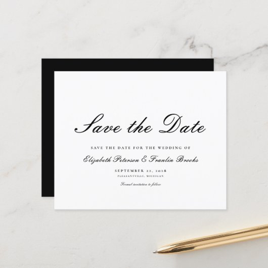 Papier Budget Formal Black White Wedding Enregistrer La D (Devant/Arrière en situation)