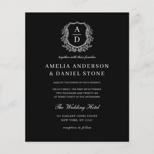 Papier Budget Formel Cimier Mariage Monogramme (Devant)