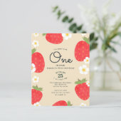 Papier Budget fraise 1er anniversaire Invitation (Debout devant)