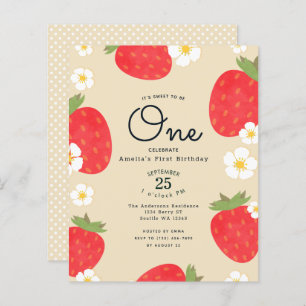 Papier Budget fraise 1er anniversaire Invitation