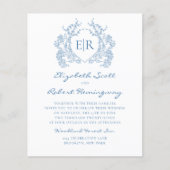 Papier BUDGET Français Bleu Cimier Floral Monogramme Mari (Devant)